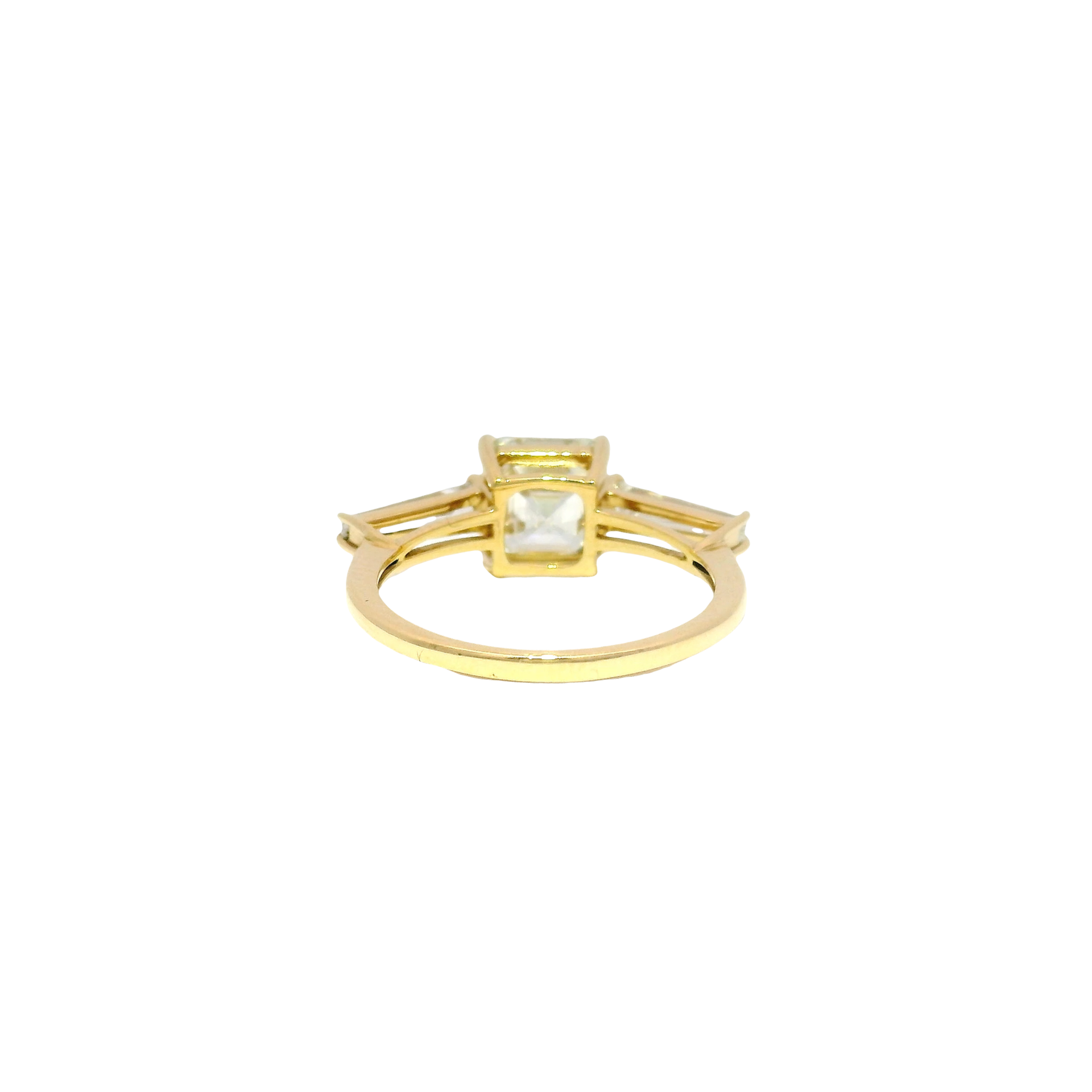 2.02ct. I VVS1 Natural Asscher Cut Diamond Engagement Ring set with Natural Baguette Accents 14K Yellow Gold Sz 6