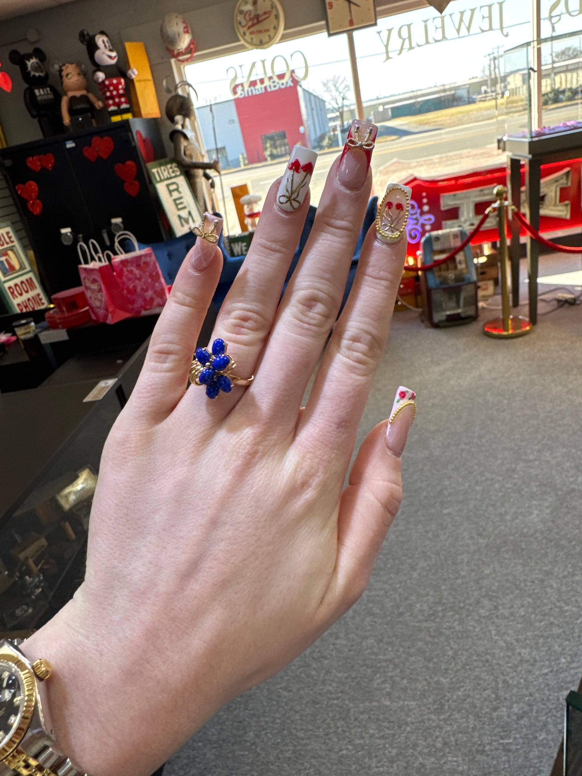 Blue Lapis Lazuli Ring Set in 14K Yellow Gold