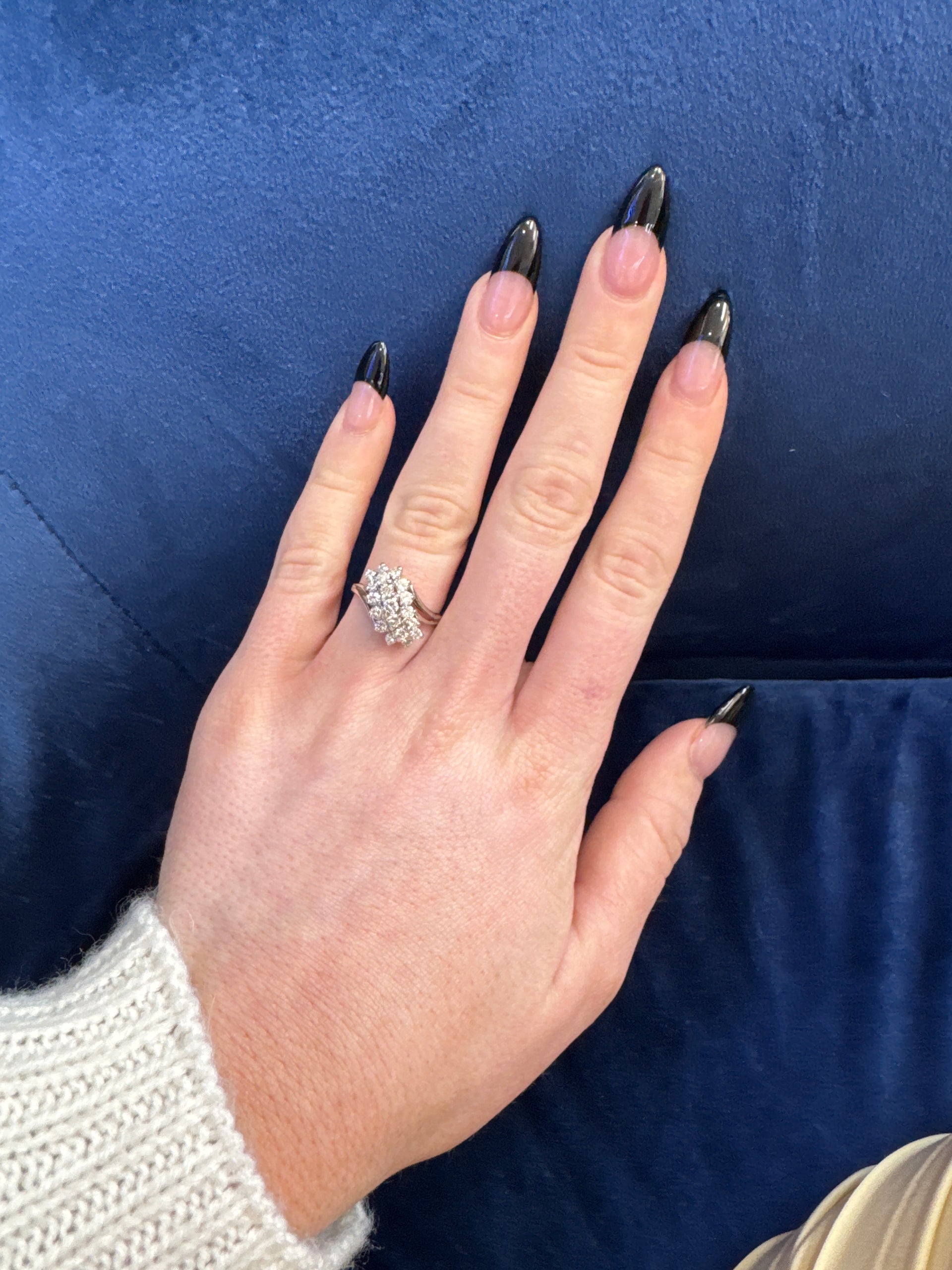 Natural Diamond Waterfall Ring in 14K White Gold