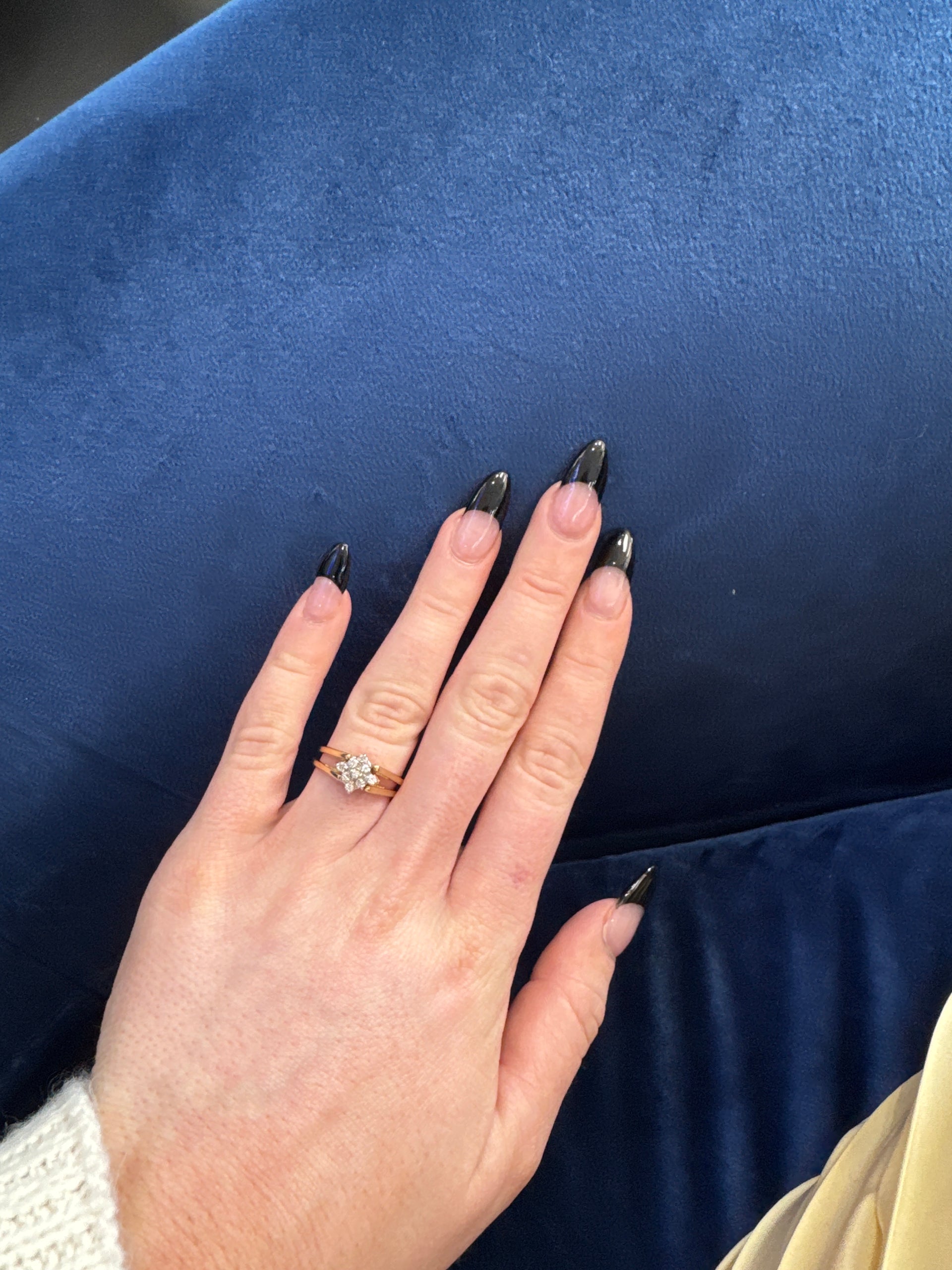 Natural Diamond/Sapphire 2 Face Flip Estate Ring in 14K Yellow Gold
