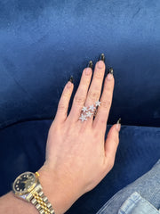 Natural Diamond Multi Star Design Fashion Ring in 18K White Gold Sz 8