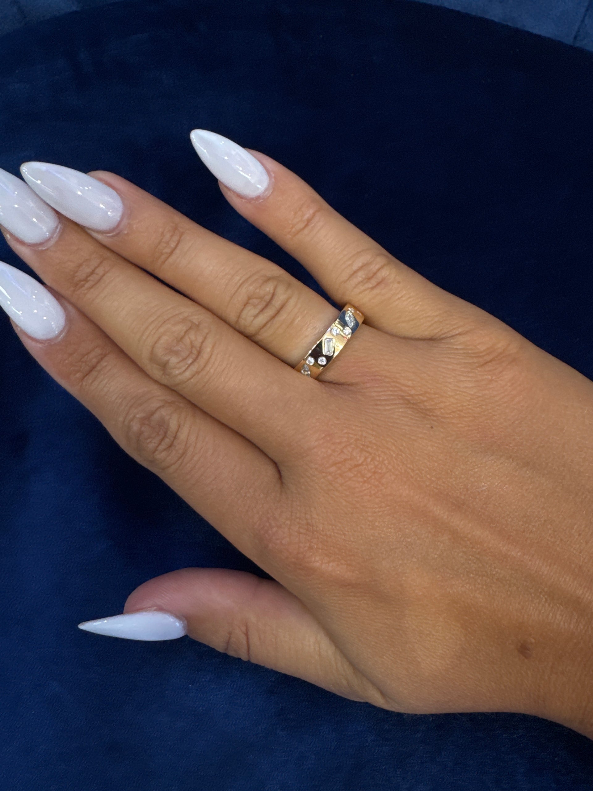 Custom Flush Set Lab Grown Diamond Band in 14K Yellow Gold