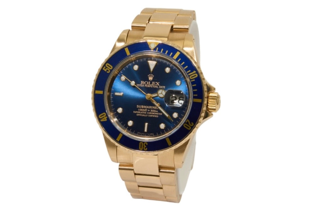 40mm Rolex Solid Gold Submariner Blue Ref 16618