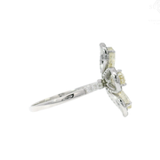 3.25cttw. Lab Grown Fancy Light Yellow Pears & White Round Diamond Flower Ring in 14K White Gold Sz 7