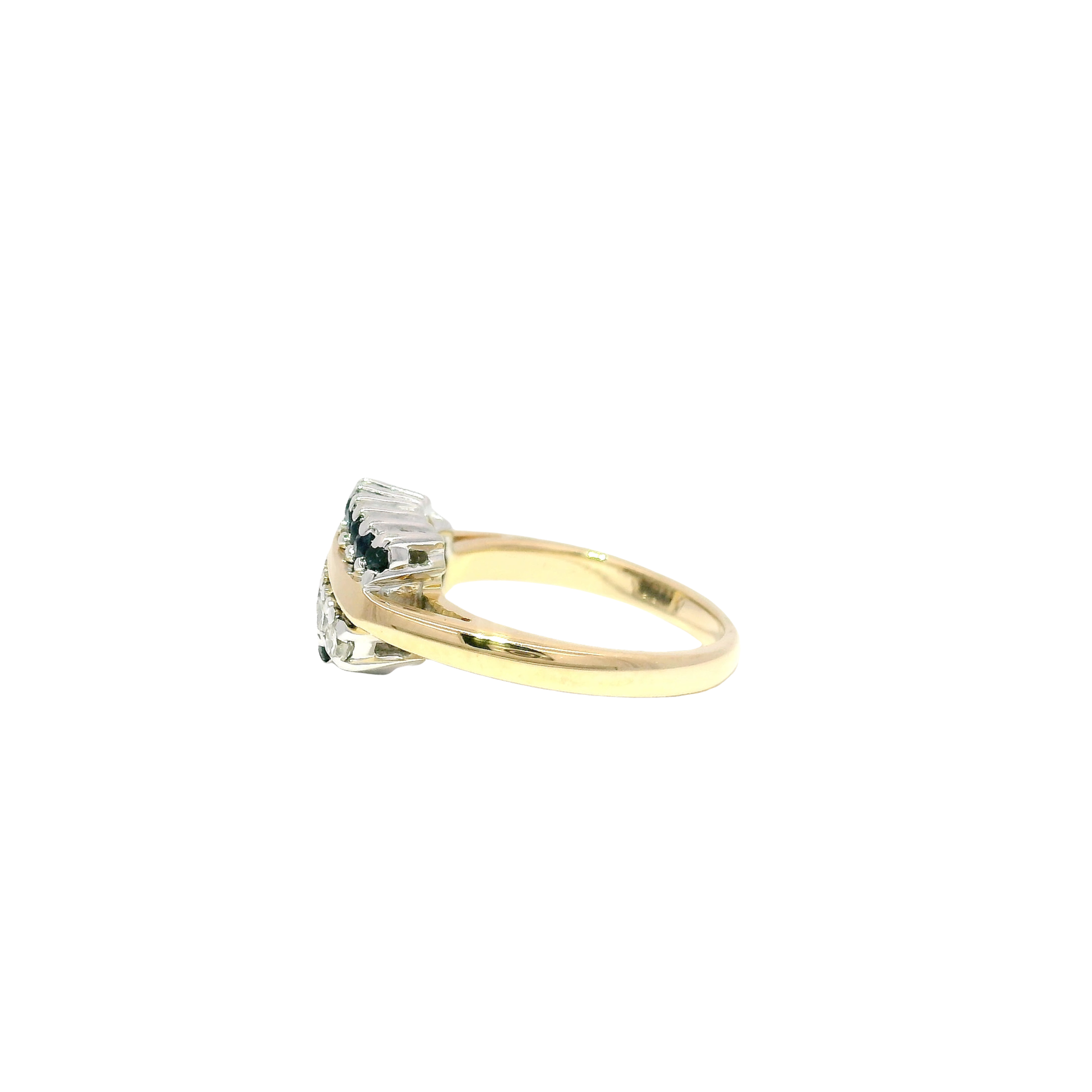 Natural Sapphire & Diamond Cocktail Ring in 14K Yellow Gold Sz 4.5