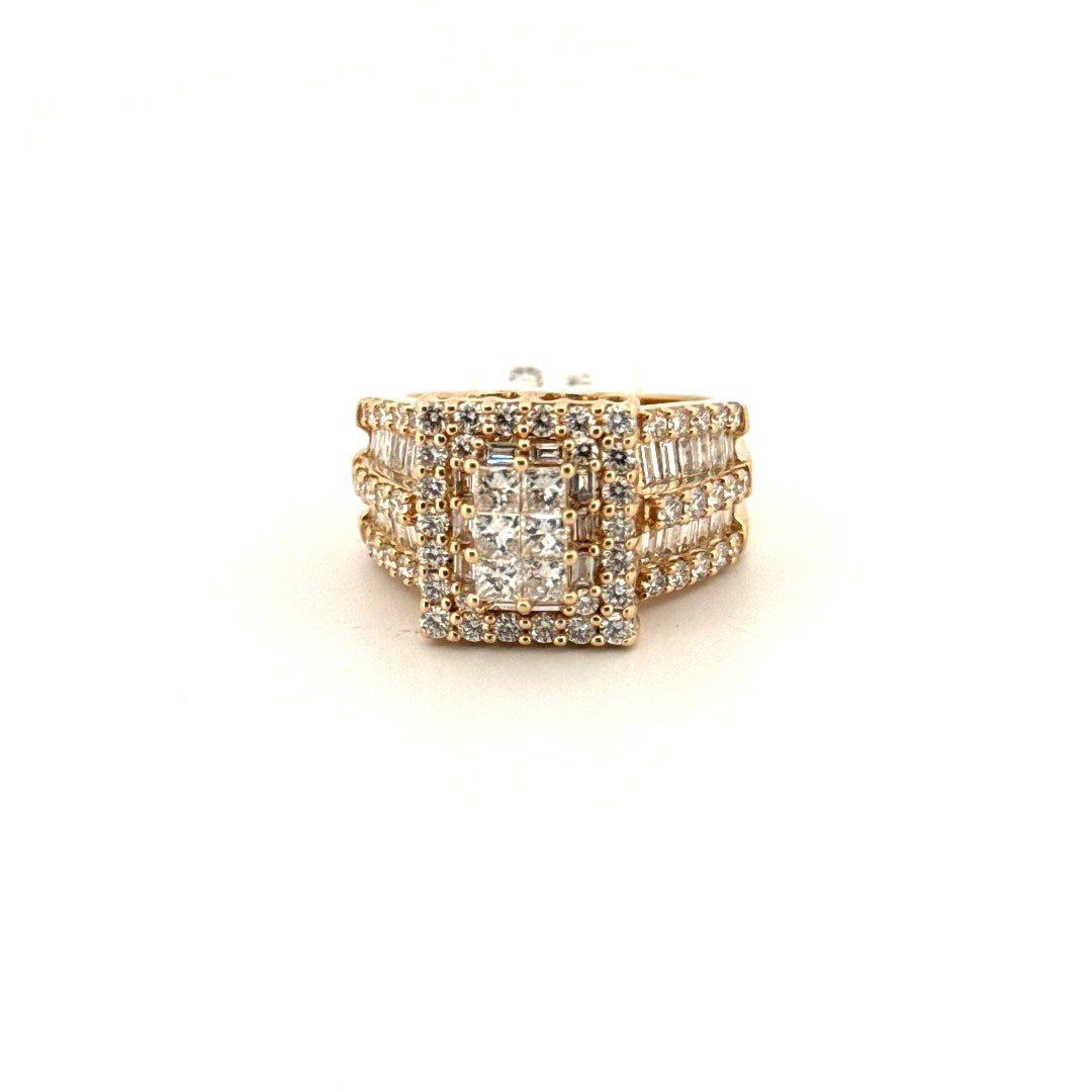 14K Yellow Gold Cluster Ring