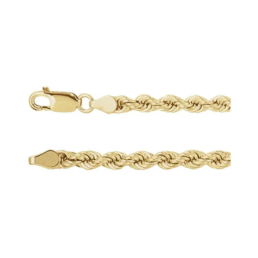 24" 4mm 10K Yellow Gold Rope Chain