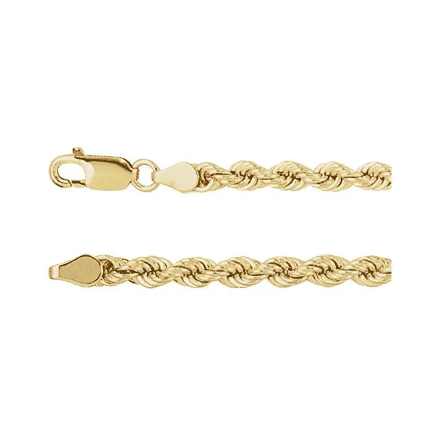 22" 4mm 10K Yellow Gold Rope Chain