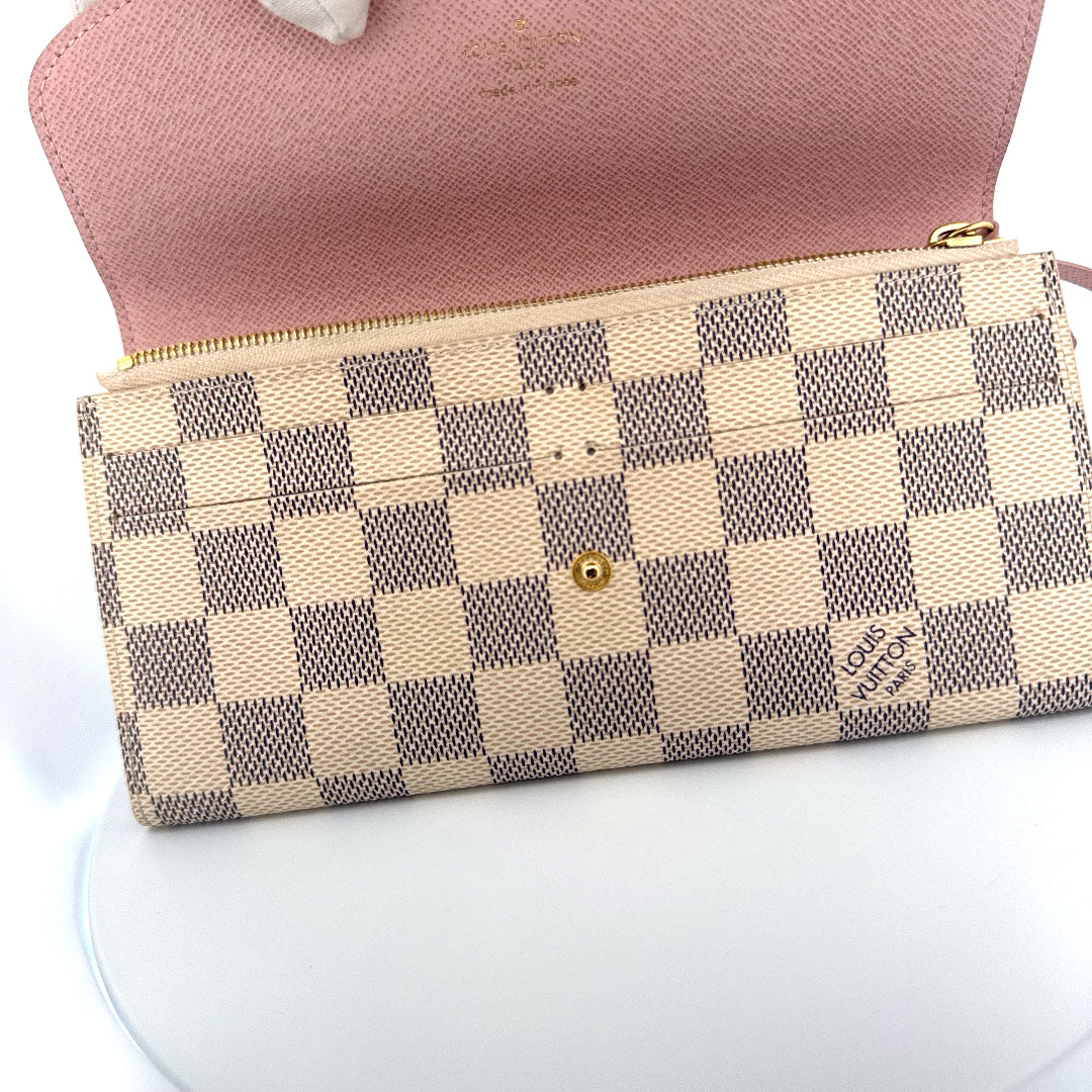 Louis Vuitton Emily Wallet Damier Azur Rose Ballerine