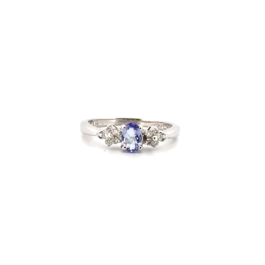 Oval Blue Lab Stone Set in 10K White Gold