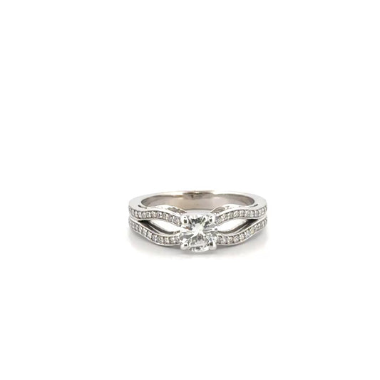 Natural Round Diamond Engagement Set in 14K White Gold