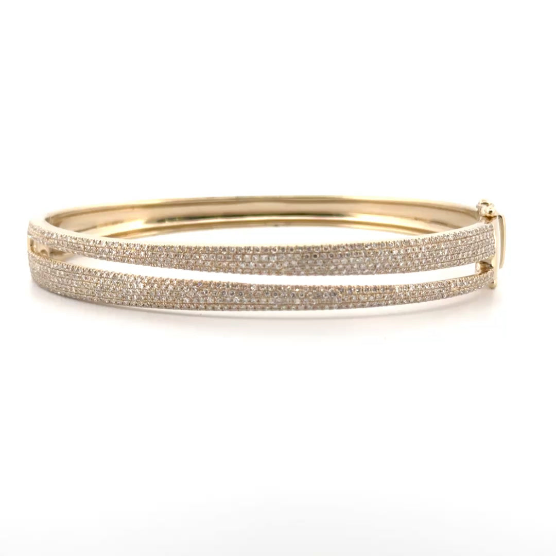 Natural Diamond Bangle Set in 14K Yellow Gold