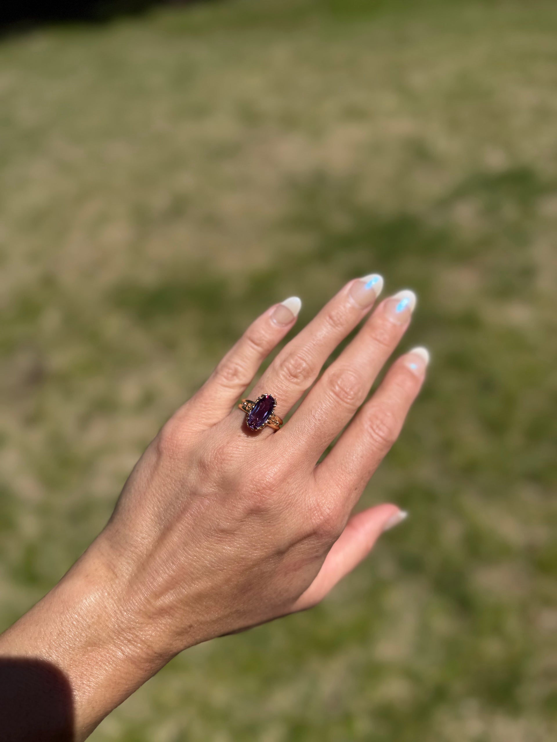 2.68ct. Lab Grown Color Change Sapphire Set in 18K Yellow Gold