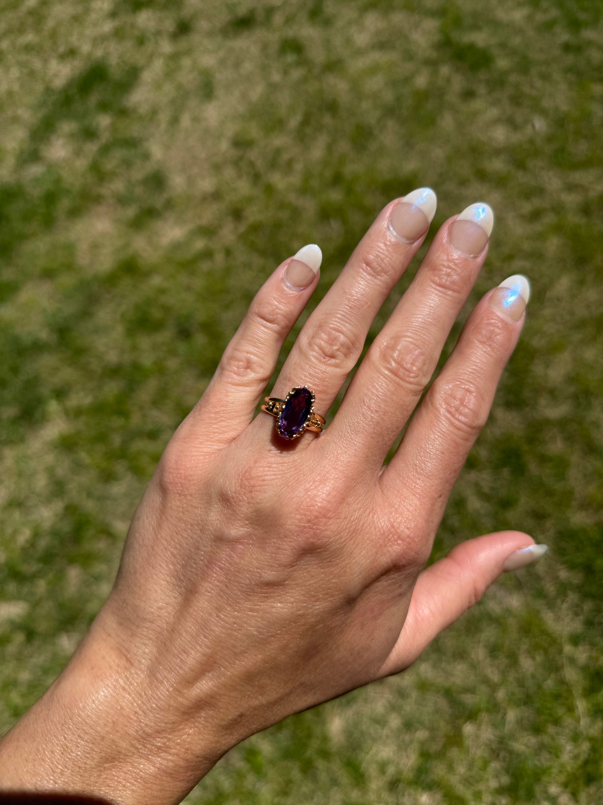 2.68ct. Lab Grown Color Change Sapphire Set in 18K Yellow Gold