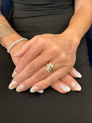 .93cttw. Marquise Natural Diamond Vintage Ring Set in 14K Yellow Gold Sz 7