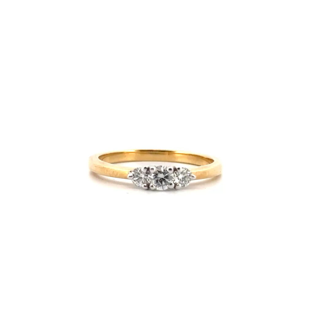 Diamond Three Stone Ring Set in 14K Yellow Gold