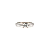 Round Natural Diamond Set in 14K White Gold Sz 5