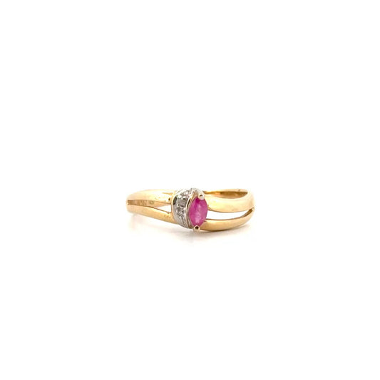 Ruby & Diamond Ring Set in 10K Yellow Gold