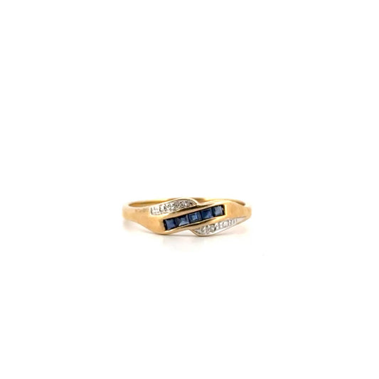 Sapphire & Diamond Ring Set in 10K Yellow Gold