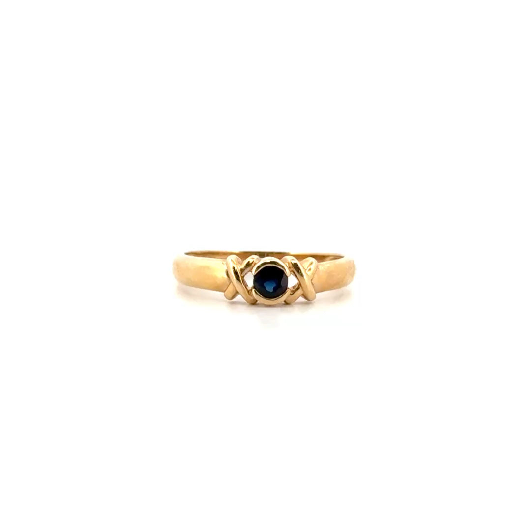 Sapphire & Diamond Ring Set in 10K Yellow Gold Sz 6.5