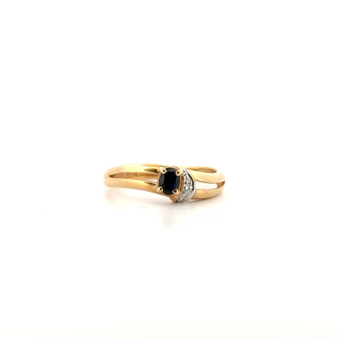 Sapphire & Diamond Ring Set in 10K Yellow Gold