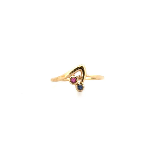 Ruby & Sapphire Ring Set in 10K Yellow Gold