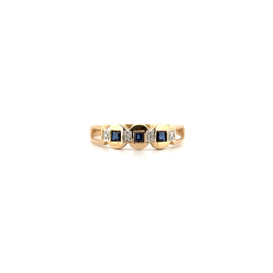 Sapphire & Diamond Ring Set in 10K Yellow Gold