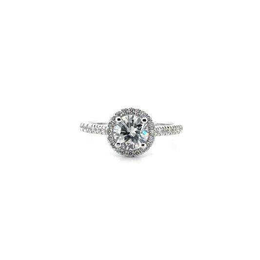 1.03ct. Round Set in 14K White Gold Halo