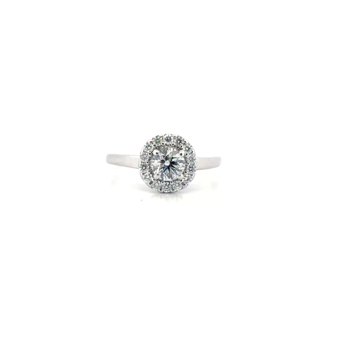 Round Natural Diamond Engagement Set in 14K White Gold Halo Sz 7