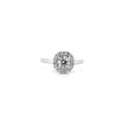 Round Natural Diamond Engagement Set in 14K White Gold Halo Sz 7