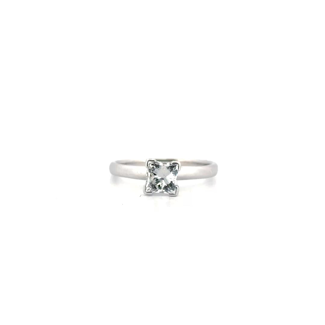 Approximately 1ct. Natural Princess Cut Diamond Set in 14K White Gold Sz 6