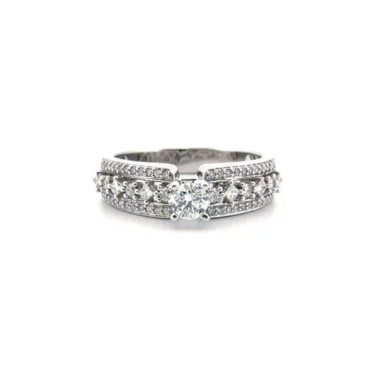 Natural Round Diamond Engagement Set in 14K White Gold