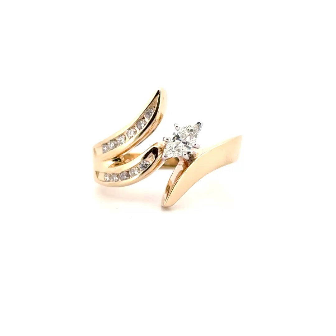 Marquise Diamond Estate Ring Set in 14K Yellow Gold