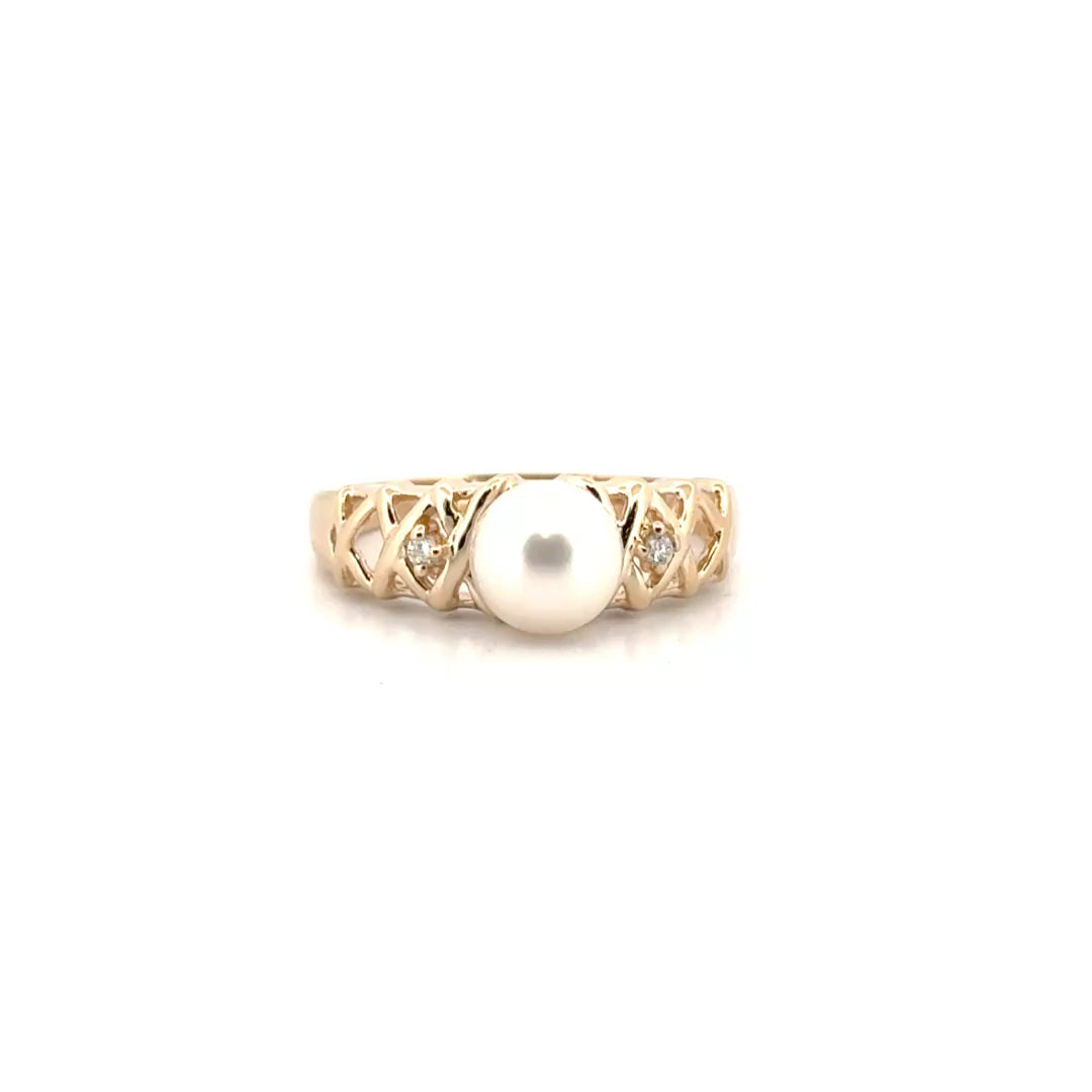 Pearl Estate Ring Set in 14K Yellow Gold