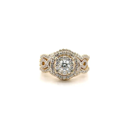 Three Piece Diamond Engagement Set in 14K Yellow Gold