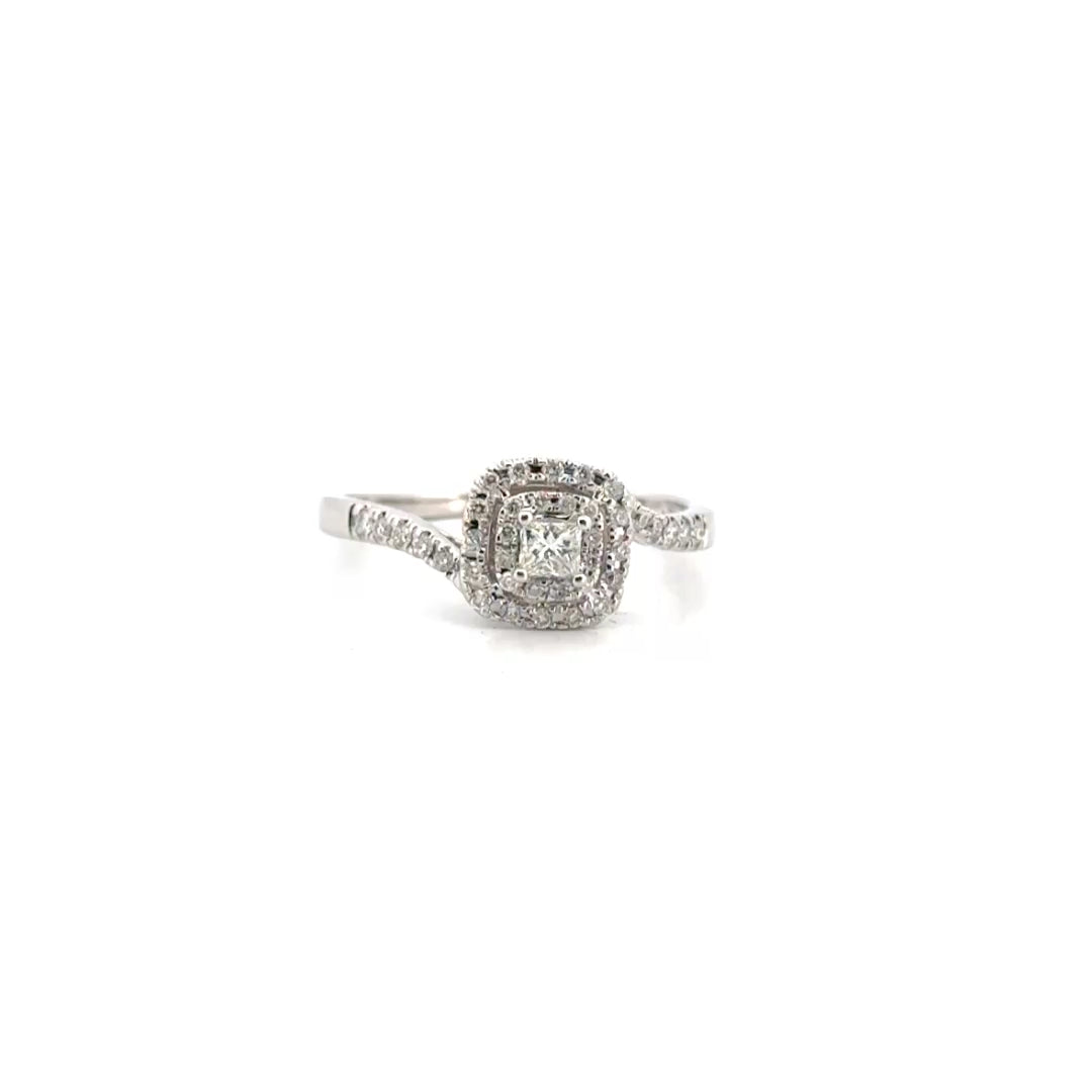 Diamond Engagement Ring Set in 14K White Gold Sz 9