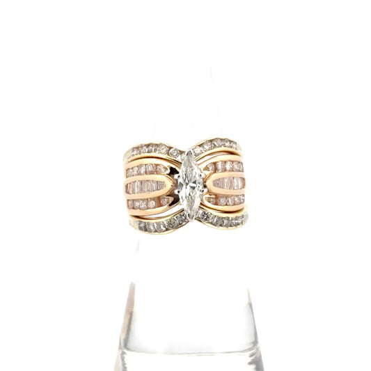 Natural Marquise Diamond Three Piece Set in 14K Yellow Gold