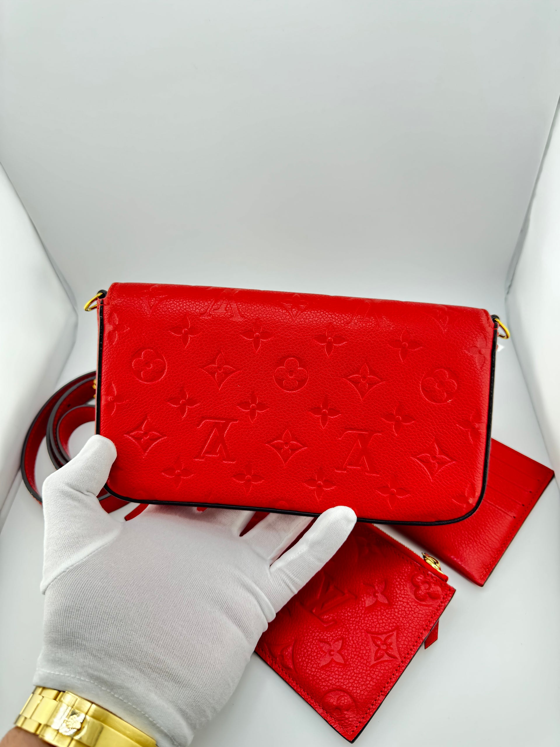 Louis Vuitton Felicie Pochette Monogram Empreinte Scarlet