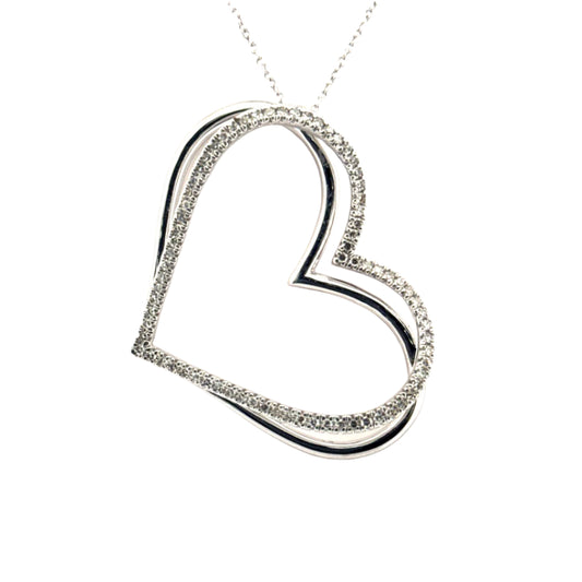 Vera Wang White Gold Heart Pendant in 10K White Gold on 10K White Gold Chain