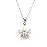 Marquise Diamond Flower Pendant on 14K White Gold Chain