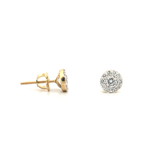 Cluster Diamond Ear Studs in 14K Yellow Gold