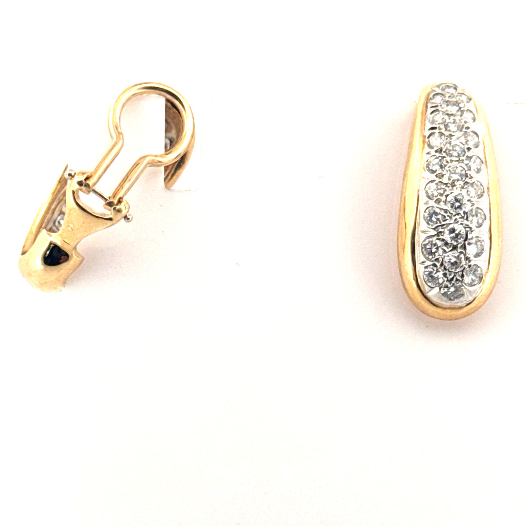 Diamond Clip on Earrings Set in 14K Yellow Gold
