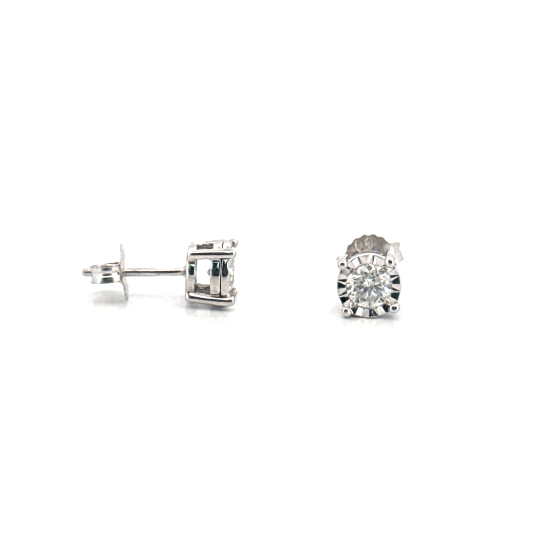 .50cttw. Natural Diamond Ear Studs Set in 10K White Gold