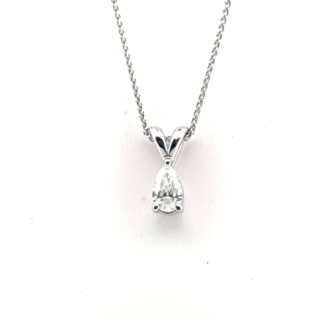 .51ct Pear Cut Natural Diamond Pendant set in 14k White Gold