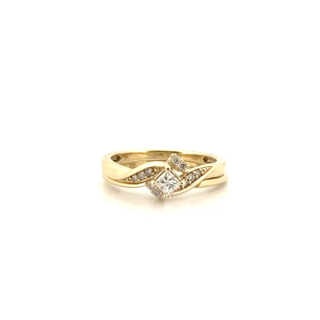 Diamond Ring with Matching Band in 10K Yellow Gold Sz 7