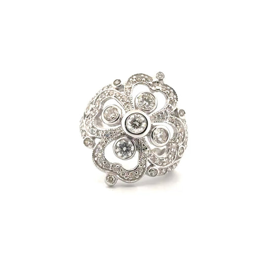 Vintage Style Estate Diamond Ring in 14K White Gold