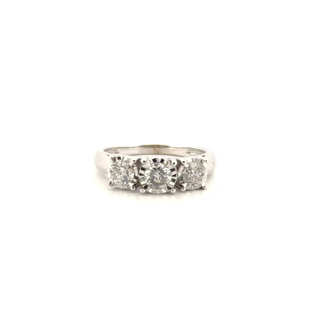 Natural Diamond 3 Stone in 10K White Gold