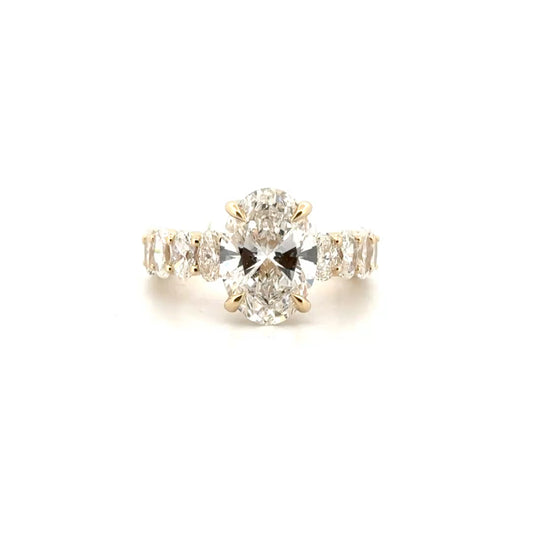 4.01ct. E VVS2 Lab Grown Diamond Oval Engagement Ring in 14K Yellow Gold