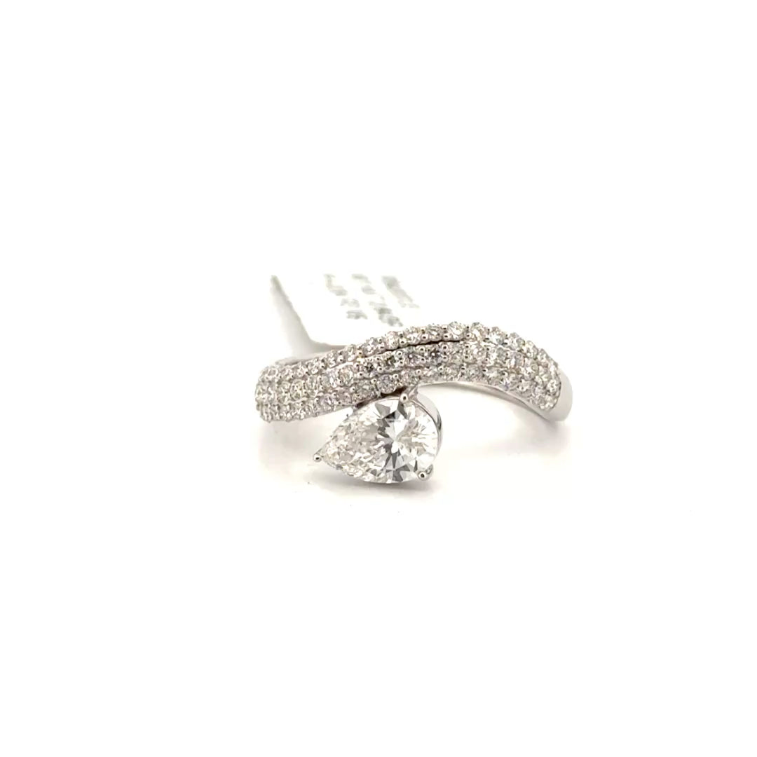 2.24cttw. Fancy Pear Lab Grown Diamond Fashion Ring in 14K White Gold