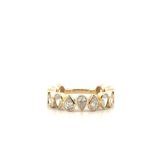 Bezel Set Lab Grown Pear Diamond North to South Fashion Band in 14K Yellow Gold